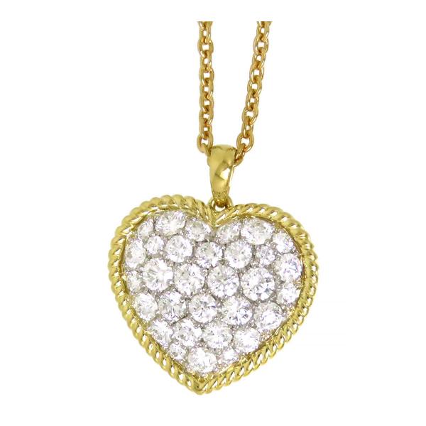 ギメル ハチ ハート ダイヤモンド ネックレス 950Pt 18K (K18YG  