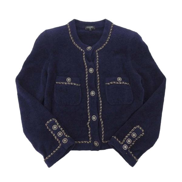 シャネル ココマーク チェーンステッチ パイルニット ジャケット