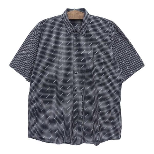 BALENCIAGA チェック柄シャツ 42サイズ BALENCIAGA バレンシアガ ロゴ チェック シャツ メンズ ブラック
