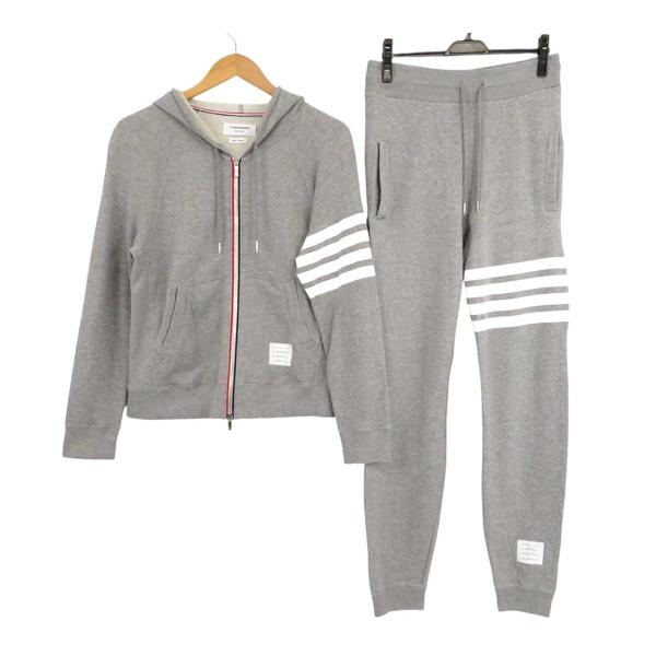THOM BROWNE ストライプ スウェット セットアップグレー トムブラウン 4 BAR スウェット セットアップ メンズ グレー