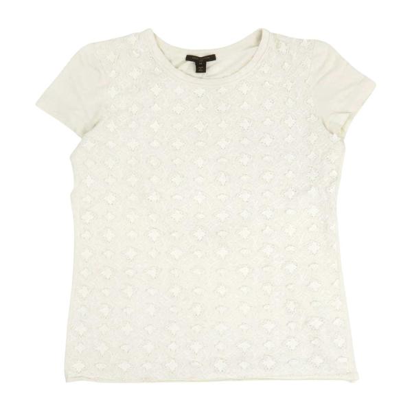 希少　LOUIS VUITTON レース　モノグラム　麻　レッド　tシャツ LV ルイヴィトン Tシャツ カットソー 赤 半袖 LOUIS VUITTON