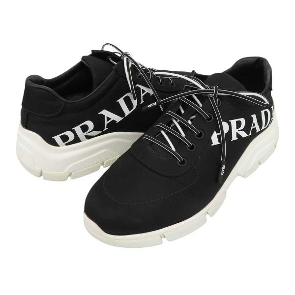 PRADA プラダ ロゴ スニーカー レディース ブラック ホワイト