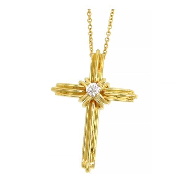 c486 美品　ティファニー　クロス　ステッチ　750 k18 YG ネックレス c486 美品ティファニークロスステッチ750 k18 YG ネックレス