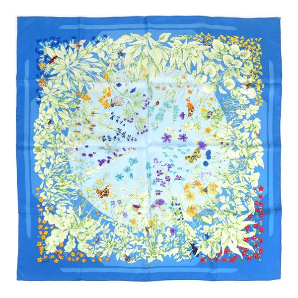 HERMES（エルメス） カレ 90 LA PRAIRIE 草原 ユニセックス ブルー