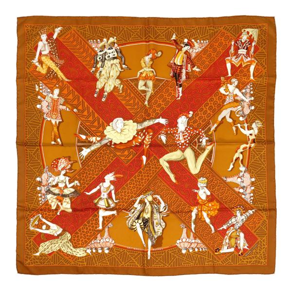 エルメス カレ 90 LES BALLETS RUSSES ロシア バレエ スカーフ ユニセックス ブラウン系 HERMES 中古 【アパレル・小物】