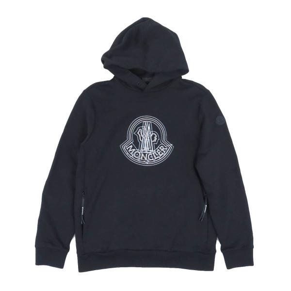 モンクレール ロゴ プリント フーディ 8G000 38 809KR メンズ ブラック MONCLER 中古 【アパレル・小物】