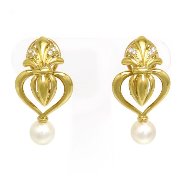 MIKIMOTO スパイラル ダングルイヤリング MIKIMOTO（ミキモト） ダイヤモンド パール イヤリング 替えチャーム