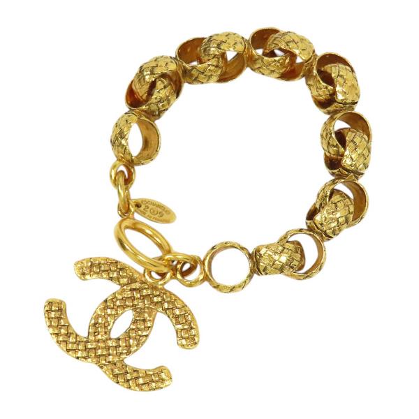 9EM102 CHANEL シャネル バングル ヴィンテージ ココ ストライプ CHANEL（シャネル） ココマーク ヴィンテージ ブレスレット GP ユニ