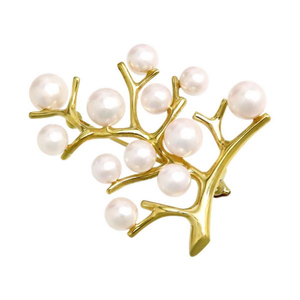 ミキモト 幸福の木 アコヤパール ブローチ PB-767AK K18 (K18YG) ユニセックス MIKIMOTO 【中古】 【ジュエリー】 MIKIMOTO（ミキモト） 幸福の木 アコヤパール ブローチ PB-767AK K18