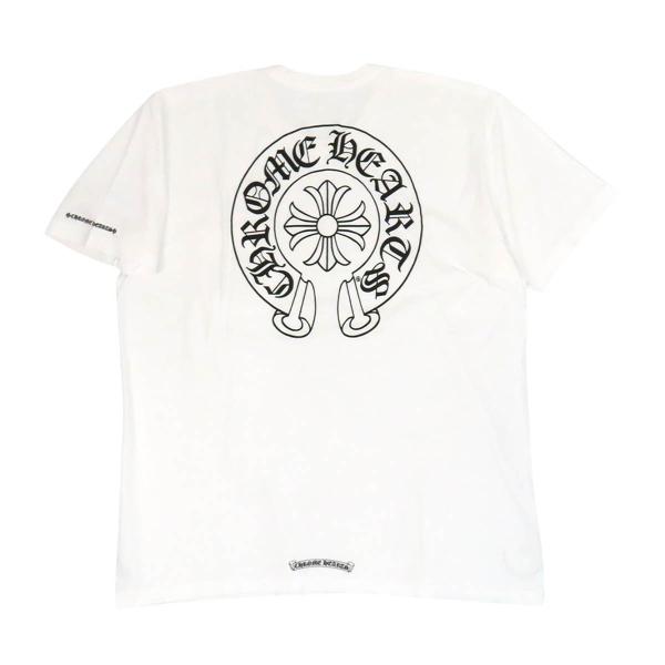 Chrome Hearts - CHROME HEARTS クロムハーツ 半袖Tシャツ サイズXL ネックロゴ ホースシュープリント ホワイト コットン 美品 中古 4b000468 クロムハーツ ホースシュー プリント Tシャツ メンズ ホワイト CHROME