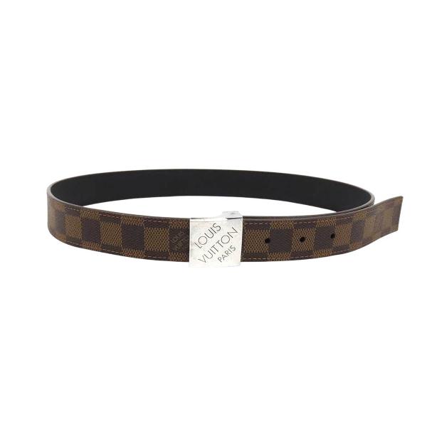 ルイヴィトン ダミエ サンチュール キャレ ベルト 85/34 ユニセックス ブラウン ブラック LOUIS VUITTON 中古 【アパレル・小物】