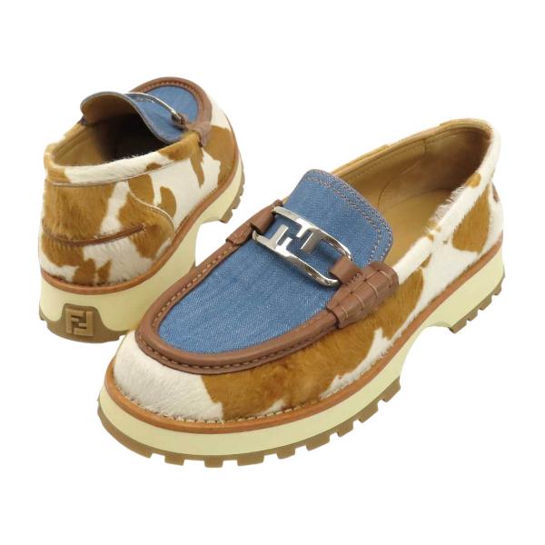 フェンディ オーロック ローファー メンズ ブラウン ブルー FENDI 中古 【アパレル・小物】