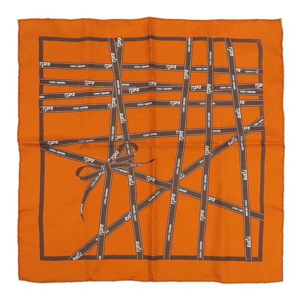 エルメス カレ 45 ボルデュック スカーフ ユニセックス オレンジ HERMES 中古 【アパレル・小物】