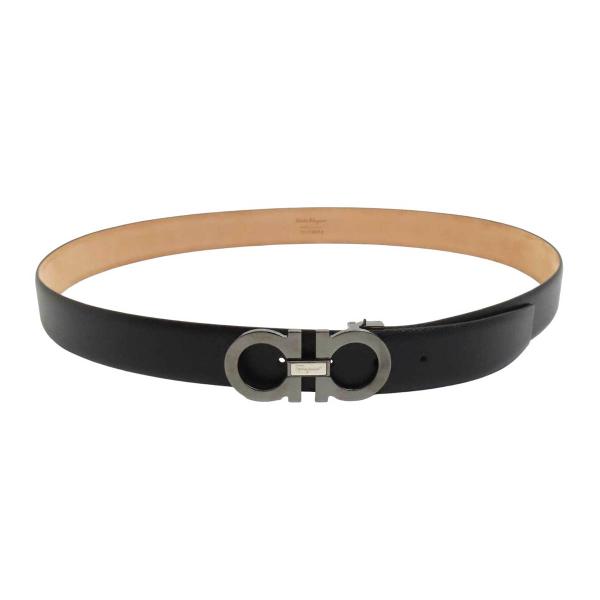 フェラガモ ダブルガンチーニ バックル レザー ベルト 679493 ユニセックス ブラック Salvatore Ferragamo 中古 【アパレル・小物】