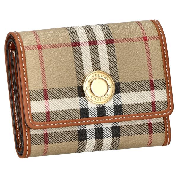 美品 バーバリー ランカスター ヴィンテージチェック 三つ折り財布 ロゴ金具 BURBERRY LONDON バーバリーロンドン ランカスター ヴィンテージ