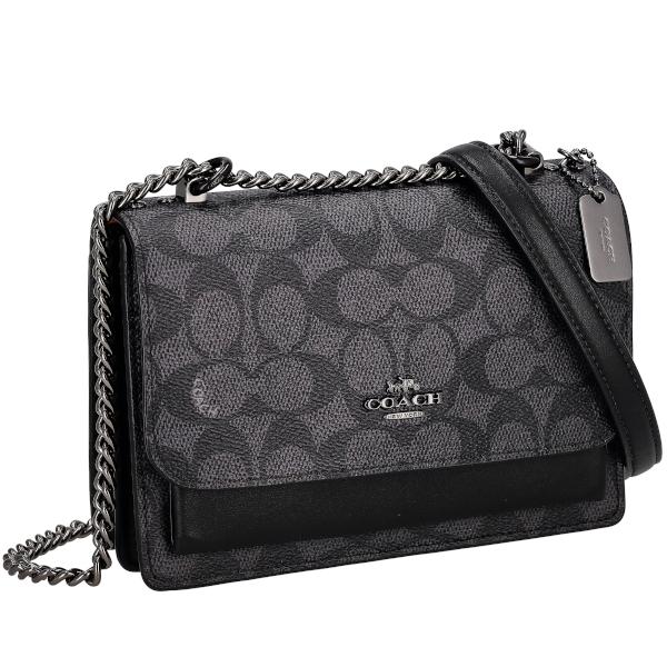コーチ ミニシグネチャー 斜め掛け可 ショルダーバッグ ブラック グレー COACH コーチ ショルダーバッグ 斜め掛け レディース ミニ