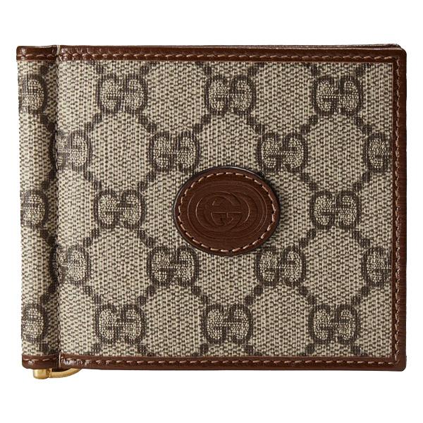 グッチ GUCCI マネークリップ 二つ折り財布 新品 メンズ GGスプリーム  