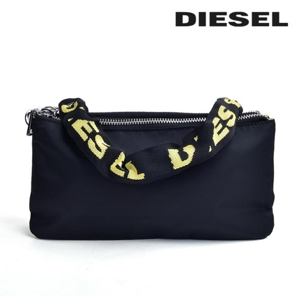 DIESEL 黒トートバッグ ショルダーストラップ クラッチバッグ DIESEL ディーゼル クラッチバッグ 鞄 レディース デュアル