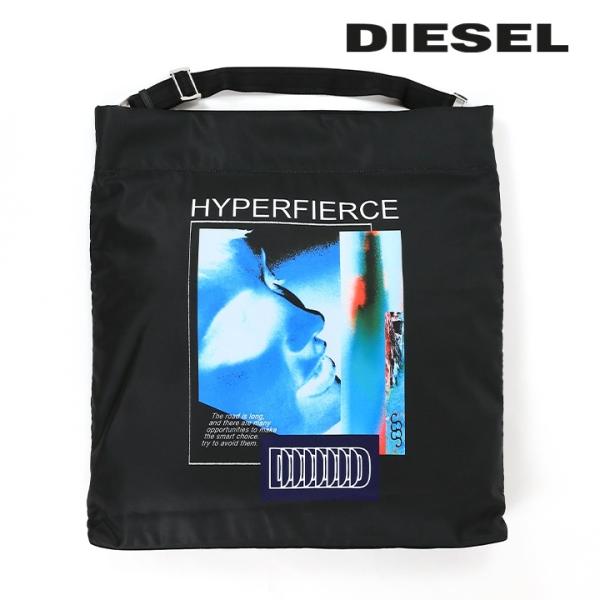 DIESEL 黒トートバッグ ショルダーストラップ クラッチバッグ DIESEL ディーゼル トートバッグ 鞄 メンズ レディース 男女兼用