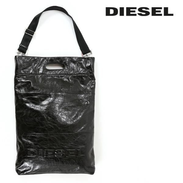 DIESEL 黒トートバッグ ショルダーストラップ クラッチバッグ DIESEL ディーゼル ハンドトートバッグ 鞄 メンズ レディース
