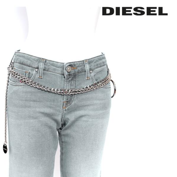 希少 美品 DIESEL ロゴ シルバー チェーンベルト XG COCONA DIESEL ディーゼル チェーンベルト レディース ロゴプレート