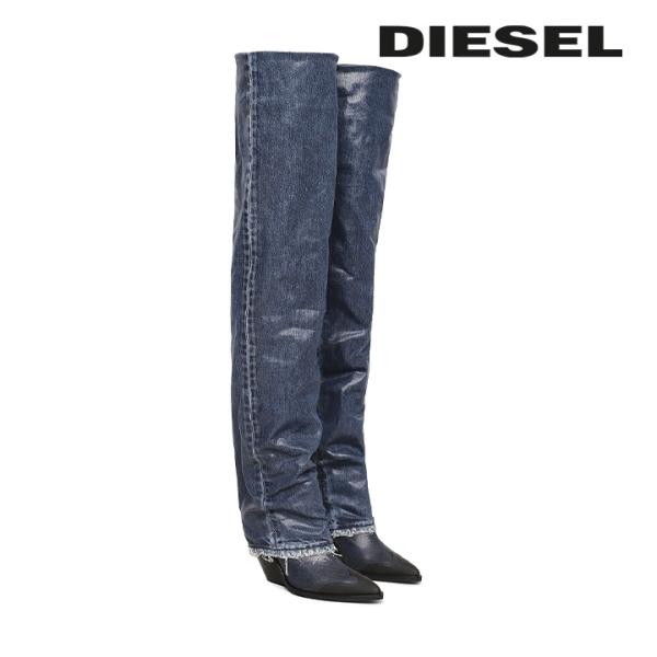 ディーゼル DIESEL デニムロングブーツ 靴 レディース コーティング