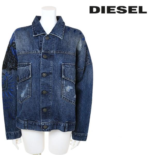 ディーゼル　新作　デニム　プリント　ジャケット DIESEL ディーゼル デニムジャケット レディース ラメ糸混 刺繍