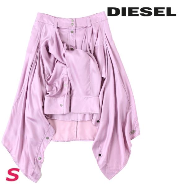 特価 diesel ディーゼル 腰巻きスタイル フェイクシャツ 膝丈スカート DIESEL（ディーゼル） 膝丈スカート レディース オーバルDメタルロゴ