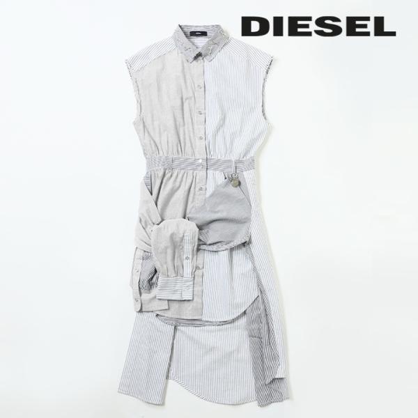 DIESEL D-Hopy-D ロゴ パッチ ショート スリップ ワンピース DIESEL>>D-Hopy-D ロゴ パッチ ショート スリップ ドレス