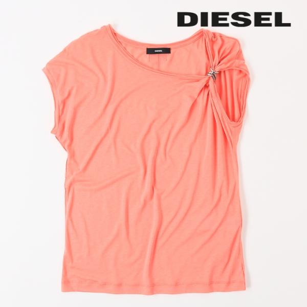 【最終価格　新品】DIESELディーゼルオレンジタイダイラメ入リブ半袖カットソー 新品】DIESELディーゼルオレンジタイダイラメ入リブ半袖カットソー