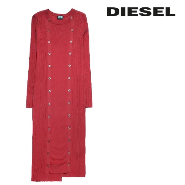 DIESEL ディーゼル 長袖リブニットマキシワンピース レディース