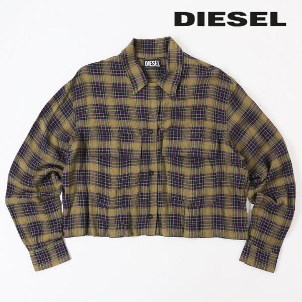 DIESEL チェック柄 長袖Tシャツ DIESEL (ディーゼル) チェック柄 フーディー 長袖 シャツ