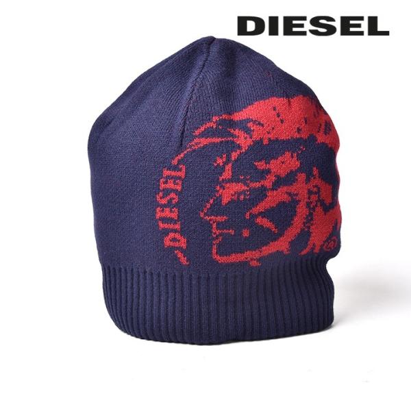 【美品】DIESEL(ディーゼル)　リブ編みニット帽 空 DIESEL - ほぼ未使用 ディーゼル ニット帽 ロゴ ピンクの通販 by
