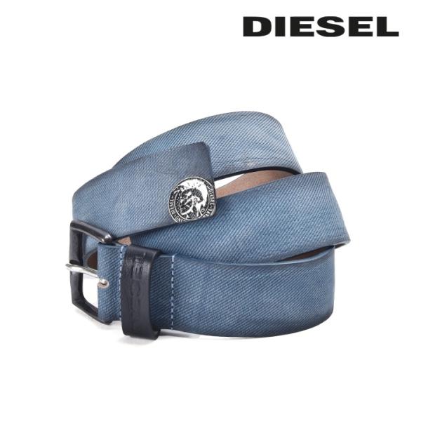 DIESEL ディーゼル　デニム レザー ベルト　バックル ヴィンテージ加工 DIESEL ディーゼル デニム レザー ベルト バックル ヴィンテージ