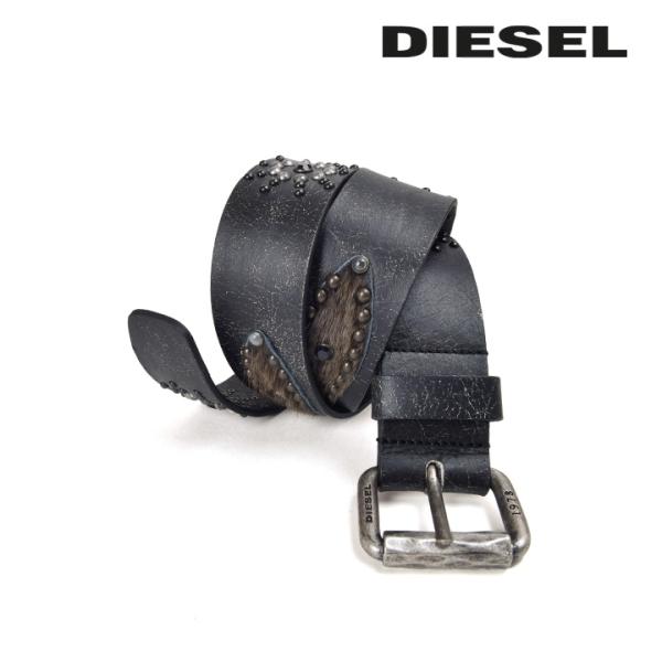 DIESEL ディーゼル レザーベルト メンズ ヴィンテージクラック