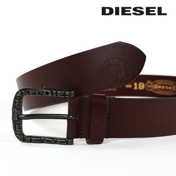 DIESEL 牛革ベルト DIESEL (ディーゼル) 牛革 オーバルロゴ バックル留め ベルト