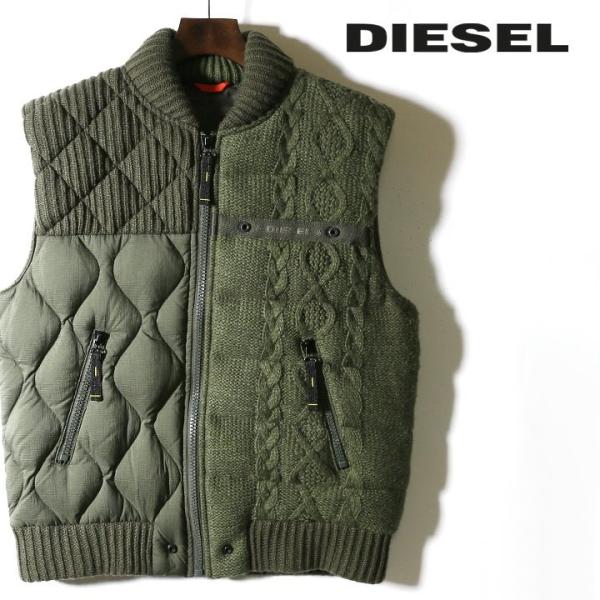 ディーゼル DIESEL ダウンベスト メンズ ウール混 リブ切替 ニット切替