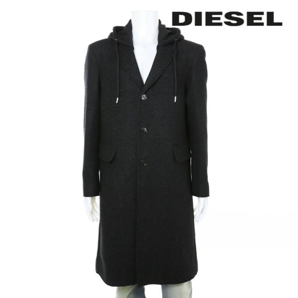 DIESEL ディーゼル ロングコート メンズ フード付き カットオフ