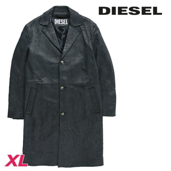 DIESEL（ディーゼル） レザーコート メンズ 羊革 本革 クラック加工 L