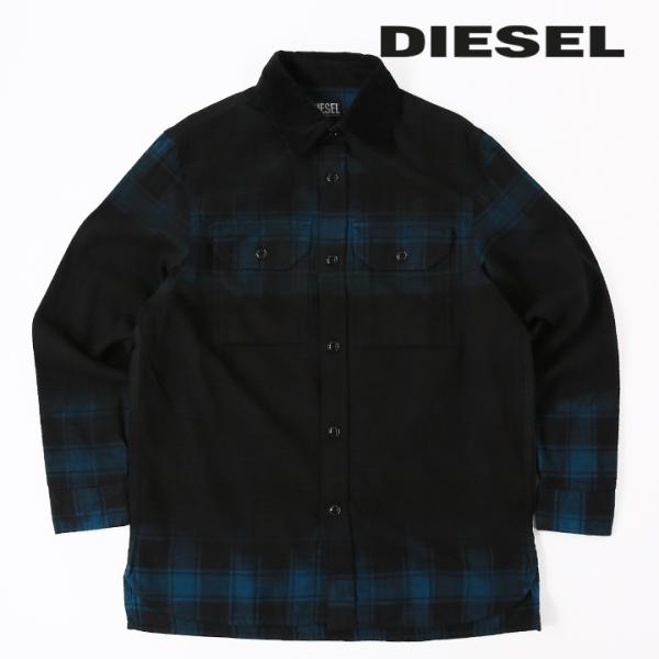 DIESEL コーデュロイシャツ DIESEL ディーゼル 長袖フランネルシャツ メンズ チェック柄