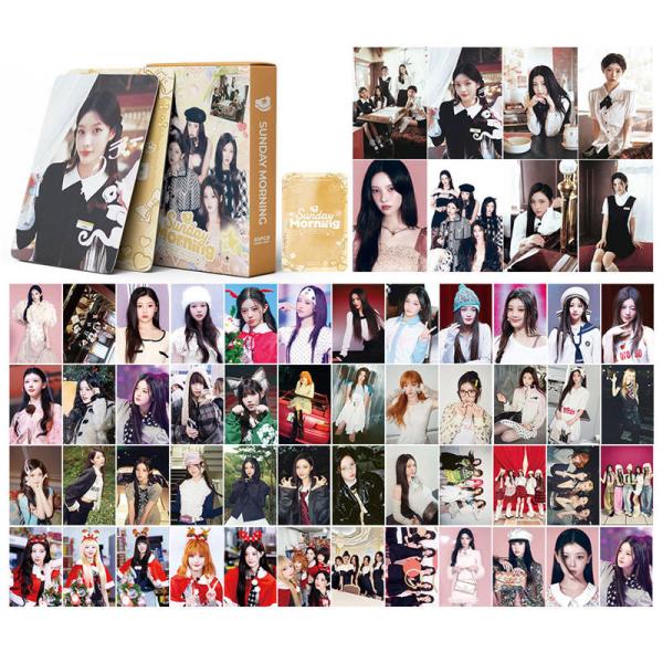 ILLIT�O�b�Y �t�H�g�J�[�h 55�� �Z�b�g �g���J �A�C���b�g �ʐ^ �S�� �t�H�g�J�[�h K-POP �؍� �A�C�h�� Sunday Morning ���� ���� LOMO�J�[�h Wonhee Iroha ���i�摜1