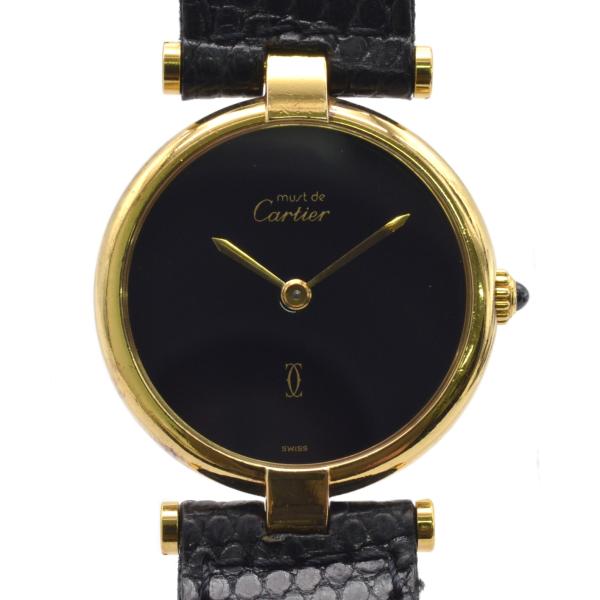 CARTIER カルティエ マストヴァンドーム GP/革 クォーツ ブラック文字