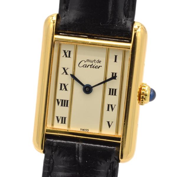 CARTIER カルティエ マストタンク ヴェルメイユ レディース腕時計