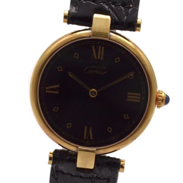CARTIER カルティエ マスト ヴァンドーム GP/革 クォーツ ブラック文字