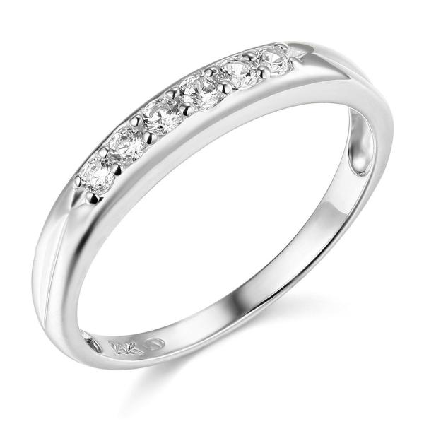 TWJC 14k White Gold SOLID Mens and Wedding Band
