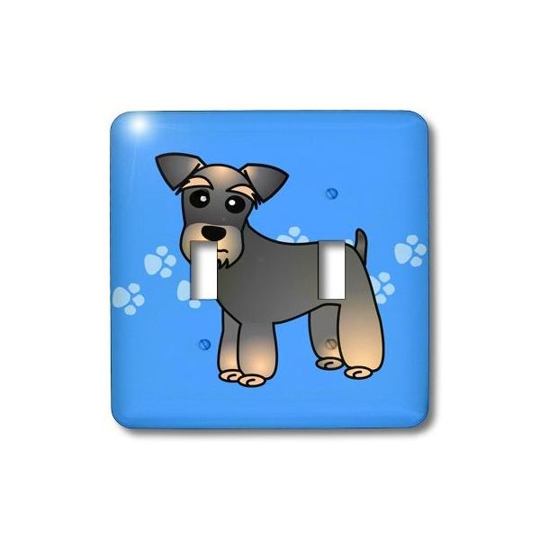 3drose Lsp 408 2ミニチュアシュナウザーbandedブラウンベースコート漫画犬ブルーwith Pawprintsダブル切り替 Olhodaguadocasado Al Gov Br