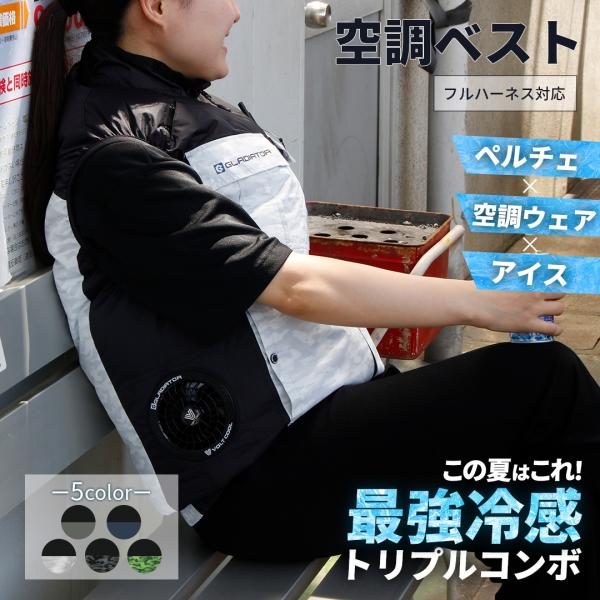 空調ウェア 6点セット 空調ベスト ペルチェ 首冷却 脇冷却 スノー