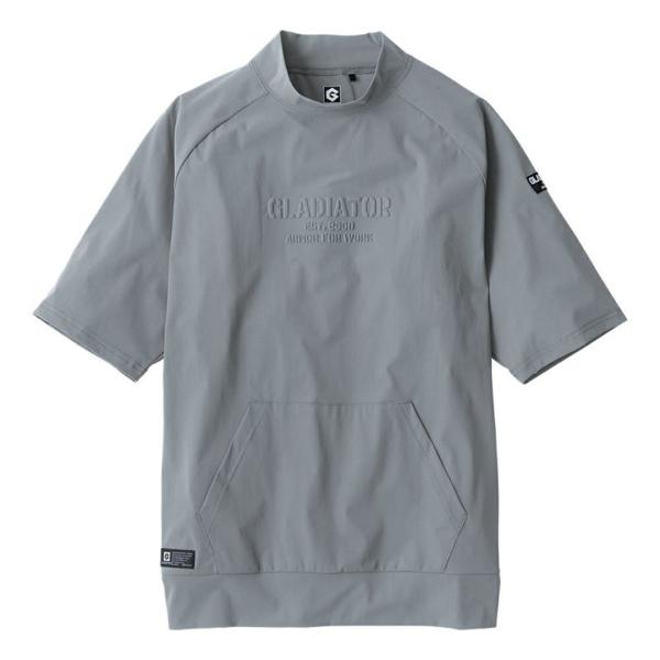 グレー/L) 接触冷感 モックネック 半袖 Tシャツ バイク