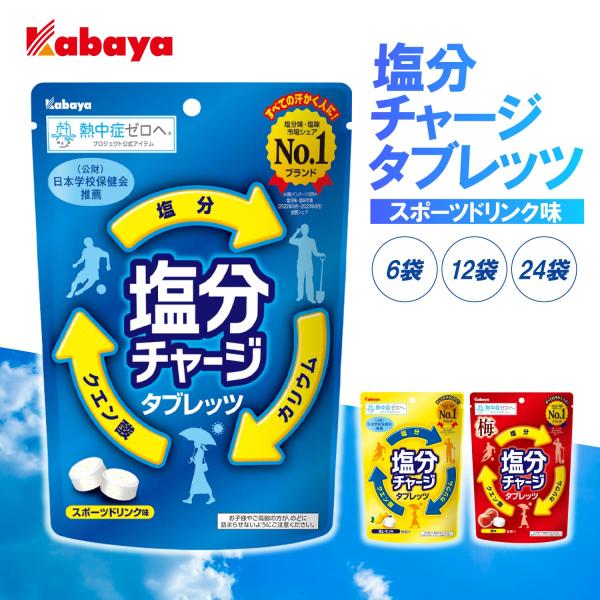 カバヤ 塩分チャージタブレッツ スポーツドリンク味 塩レモン味 梅味 6袋 12袋 24袋