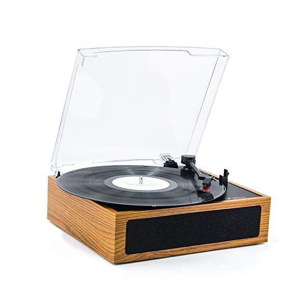 LP&No.1 木製 Bluetooth ヴィンテージ ビニール レコード プレーヤー